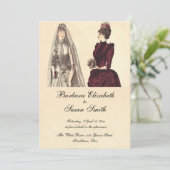 Zwei Brides Wedding Vintag Einladung (Stehend Vorderseite)