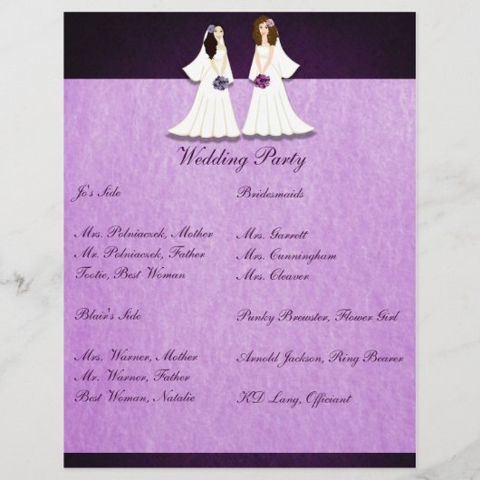 Zwei Brigaden Lesbische Hochzeitsprogramme (Rückseite)