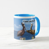 Zwei Brown-Pelikan-Liebe Sie Tasse (VorderseiteRechts)