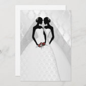 Zwei Brücken in Bridal Gowns Elegante Hochzeit Einladung (Vorne/Hinten)