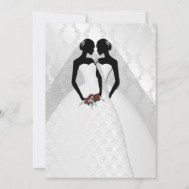 Zwei Brücken in Bridal Gowns Elegante Hochzeit Einladung