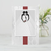 Zwei Brücken in Bridal Gowns Hochzeit Einladung (Stehend Vorderseite)