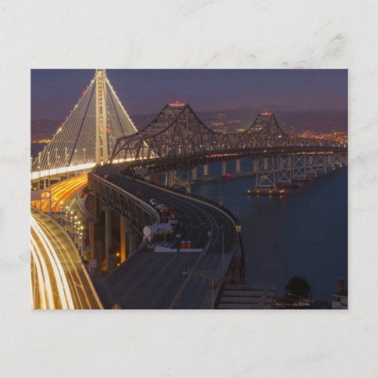 Zwei Brücken San Francisco-Oakland Bay Bridge Postkarte (Vorderseite)