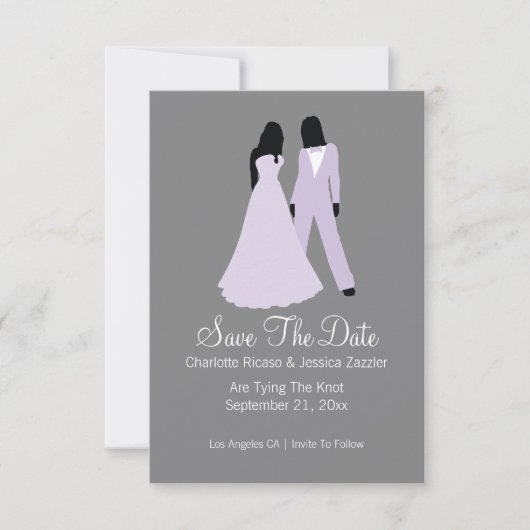 Zwei Brücken Save the Date Hochzeit (Lilac und Gra (Vorderseite)