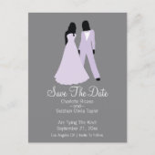 Zwei Brücken Save the Date Hochzeit (Lilac und Gra Ankündigungspostkarte (Vorderseite)