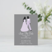 Zwei Brücken Save the Date Hochzeit (Lilac und Gra Ankündigungspostkarte (Stehend Vorderseite)