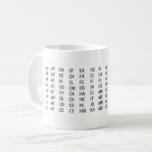 Zwei-Buchstabe Wortliste-Tasse Kaffeetasse (Vorderseite Links)