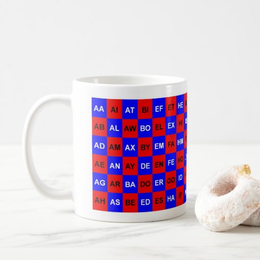 Zwei Buchstaben Red Blue Kaffeetasse (Mit Donut)