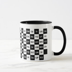 Zwei Buchstaben schwarz und weiß Tasse