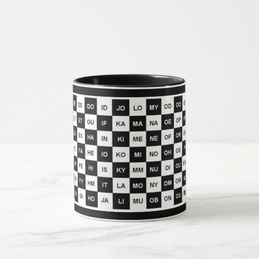 Zwei Buchstaben Schwarz-weiß Quadrate (Intl-Versio Tasse (Zentrum)
