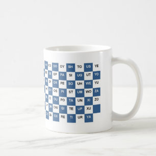 Zwei Buchstaben Worte Blau und Weiß Intrl. Version Kaffeetasse