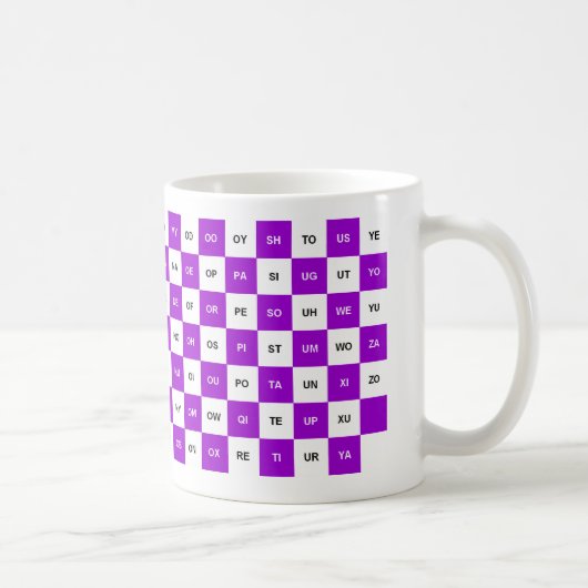 Zwei Buchstaben Wörter Lila und weiß Intrl. Versio Kaffeetasse (Rechts)
