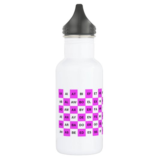 Zwei Buchstaben Wörter rosa Weiß US Englisch Trinkflasche (Links)