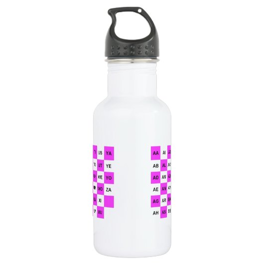 Zwei Buchstaben Wörter rosa Weiß US Englisch Trinkflasche (Rückseite)