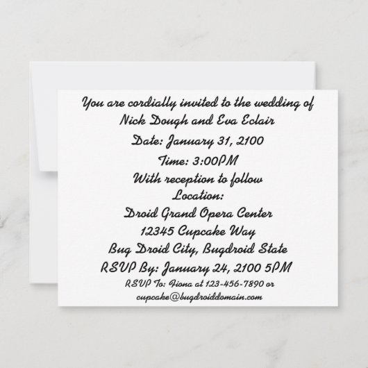Zwei Bug Droids Hochzeitsglocke Einladung (Rückseite)