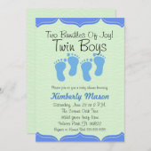 Zwei Bündel der Freude-Zwillings-Jungen-Babyparty Einladung (Vorne/Hinten)