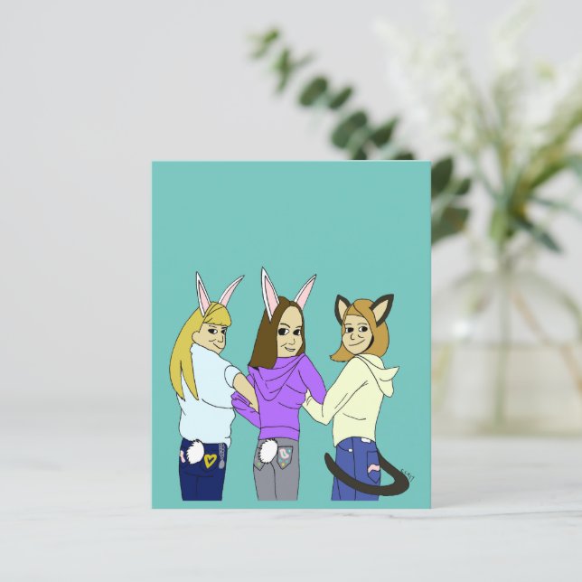 Zwei bunnies und ein Kätzchen (Stehend Vorderseite)