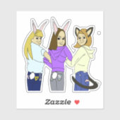 Zwei bunnies und ein Kätzchen Aufkleber (Blatt)