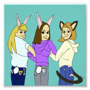Zwei bunnies und ein Kätzchen Fotodruck