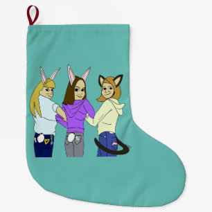 Zwei bunnies und ein Kätzchen Großer Weihnachtsstrumpf
