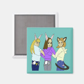 Zwei bunnies und ein Kätzchen Magnet (Vorderseite/Rückseite)