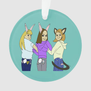 Zwei bunnies und ein Kätzchen Ornament