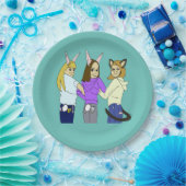Zwei bunnies und ein Kätzchen Pappteller (Party)