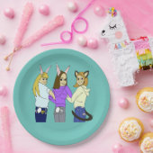 Zwei bunnies und ein Kätzchen Pappteller (Party)