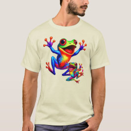 Zwei bunte Frösche, die vor Freude springen. T-Shirt