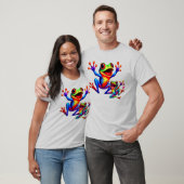 Zwei bunte Frösche, die vor Freude springen. T-Shirt (Unisex)
