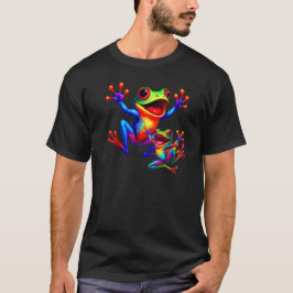 Zwei bunte Frösche, die vor Freude springen. T-Shirt