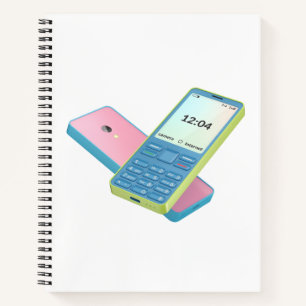 Zwei bunte Mobiltelefone Notizblock