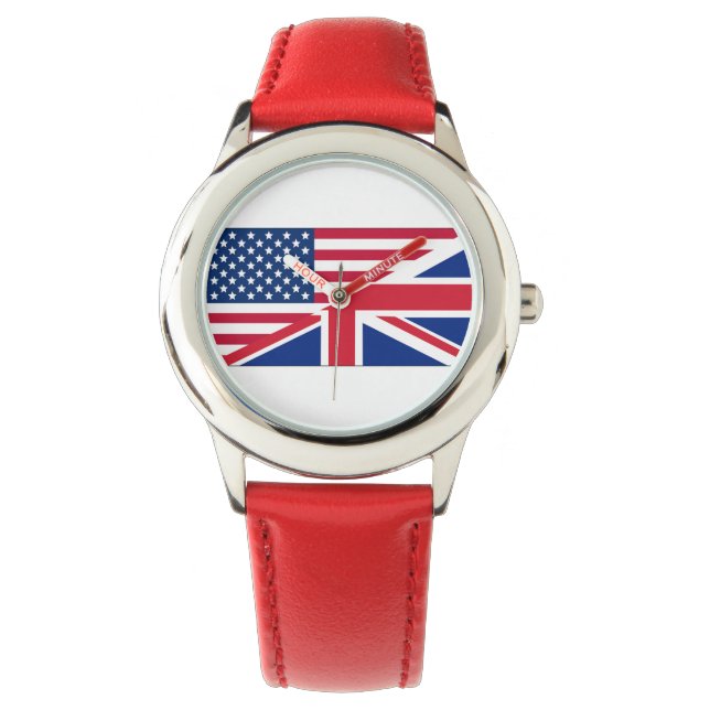 Zwei Bürger - Britische Flagge der USA - Kinder be Armbanduhr (Vorderseite)