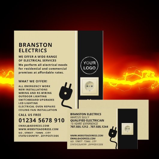 Zwei Button Power Socket & Plug, elektrisch Visitenkarte