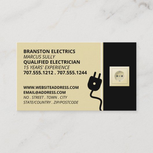 Zwei Button Power Socket & Plug, elektrisch Visitenkarte (Vorderseite)