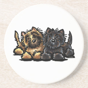 Zwei Cairn Terriers Sandstein Untersetzer