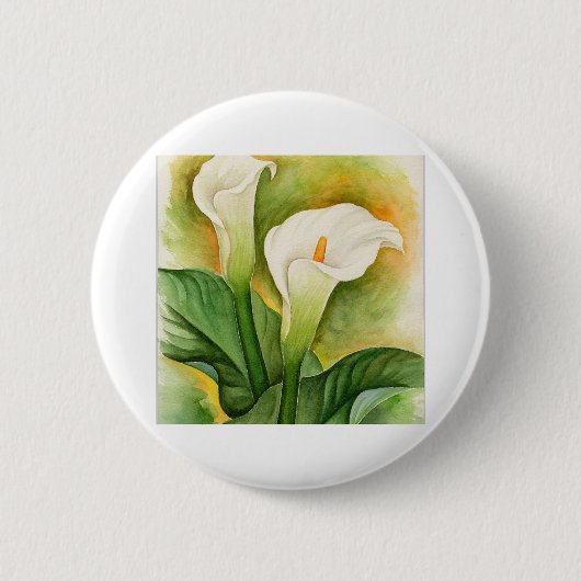 Zwei Cala-Lilien-Aquarell-Kunst - multi Button (Vorderseite)