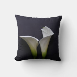 Zwei Calla-Lilien auf schwarz Kissen