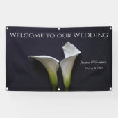 Zwei Calla-Lilien auf schwarzer Hochzeit Banner (Horizontal)