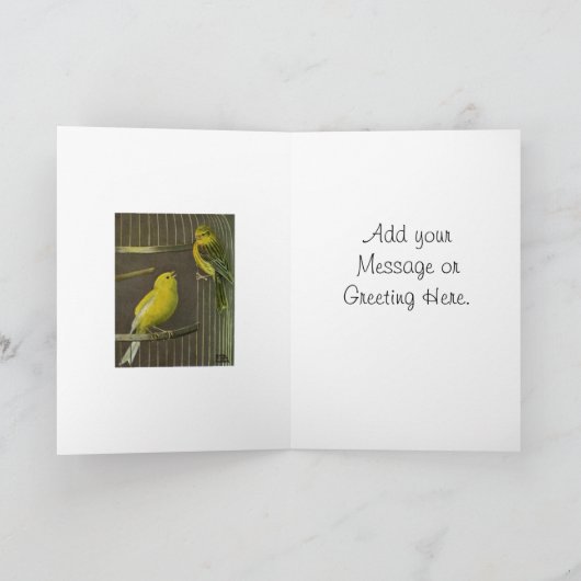 Zwei Canaries, die Kunst-Gruß-   Karte malen (Innenseite)