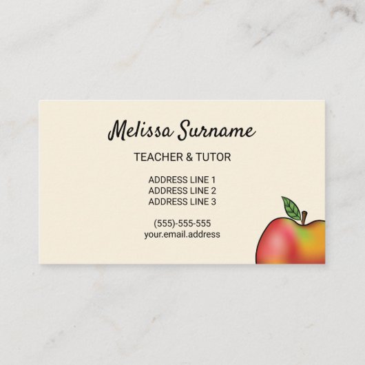 Zwei Cartoon Äpfel in Rot und Grün Lehrer / Tutor Visitenkarte (Rückseite)