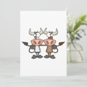 Zwei Cartoon Kühe Einladung (Stehend Vorderseite)