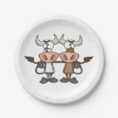 Zwei Cartoon Kühe Pappteller (Vorderseite)