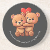 Zwei Cartoon müssen umarmt werden. Getränkeuntersetzer (Vorne)