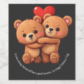 Zwei Cartoon müssen umarmt werden. Weinetikett (Einzelnes Label)