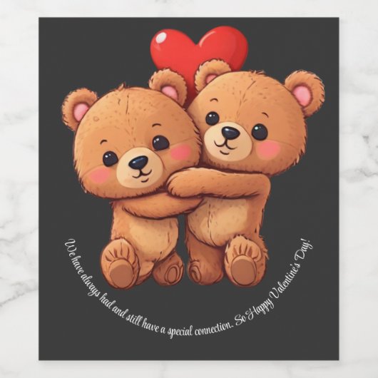 Zwei Cartoon müssen umarmt werden. Weinetikett (Einzelnes Label)