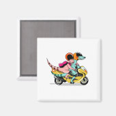 Zwei Cartoon-Raptoren fahren mit einem Motorroller Magnet (Vorderseite/Rückseite)