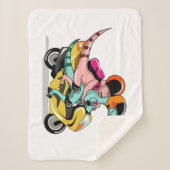 Zwei Cartoon-Raptoren fahren mit einem Motorroller Sherpadecke (Vorderseite)