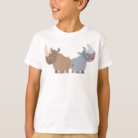 Zwei Cartoon Rhinos Children T - Shirt (Vorderseite)