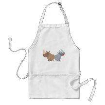 Zwei Cartoon Rhinos Kochen Schürze